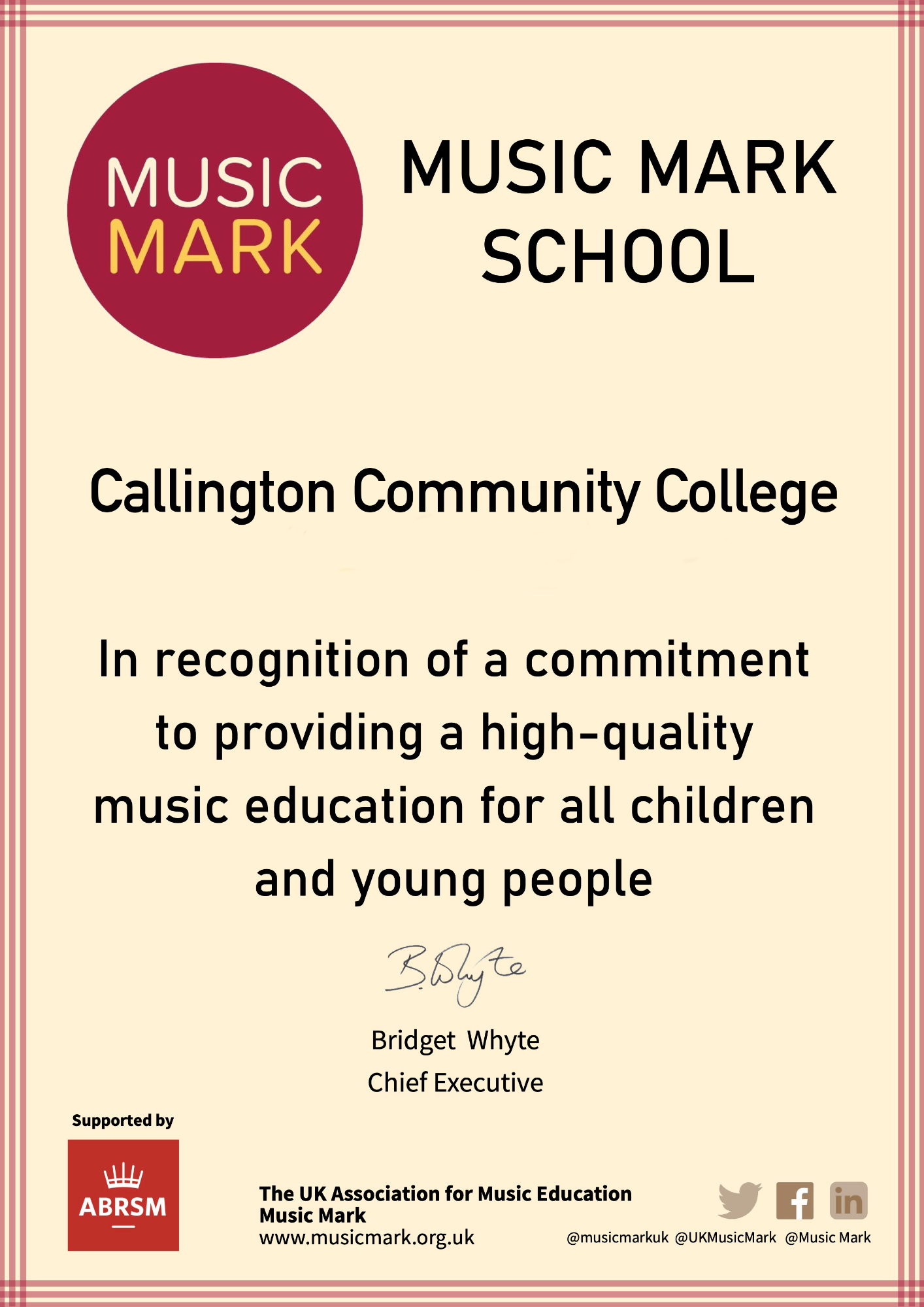 Music Mark Certificate